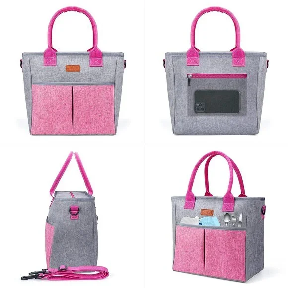 Insulated Reusable Adjustable Crossbody Strap Thermal Tote Lunch Bag - Picture 6 of 6